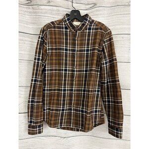 Mens ASOS Brown Plaid Button-Up Shirt Size M